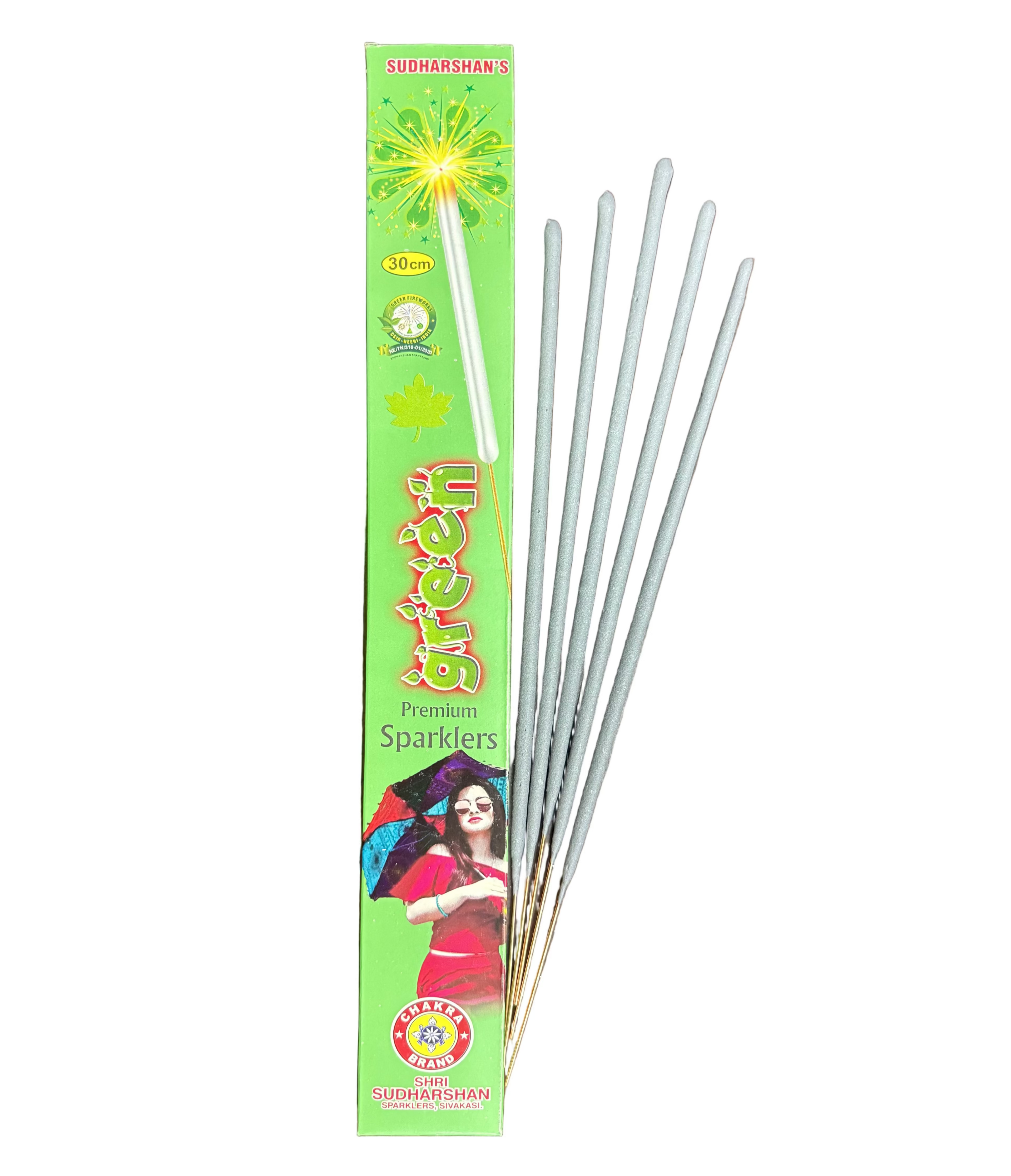 30 Cm Green Sparklers (5 Pcs)